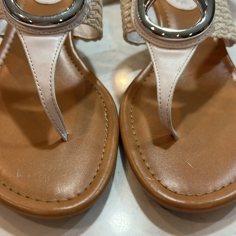 St. John's Bay White Woven Strap Sandals Size 8